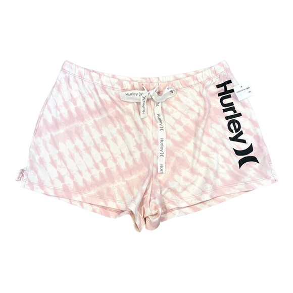 HURLEY Drawstring Stretch Comfort Lounge Shorts Pink Tiedye - Size - Picture 1 of 2